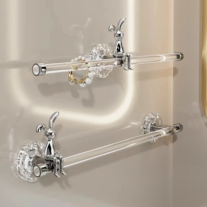 轻奢亚克力毛巾架免打孔置物架卫生间浴室单杆洗手间浴巾收纳挂架