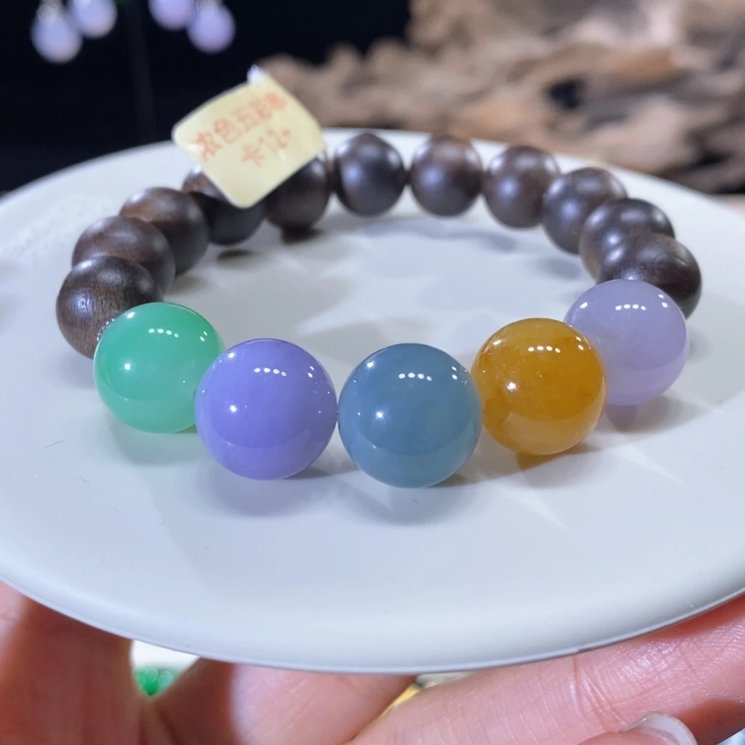 翡翠未镶嵌颈饰翡翠浓彩多宝手串12+mm