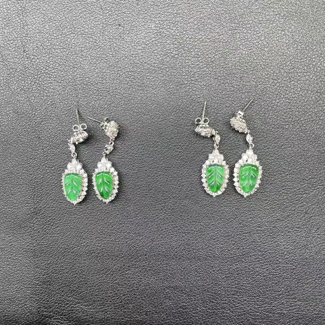 【玉经纶】70235/Q31-天然A货翡翠耳饰-多样性发其一