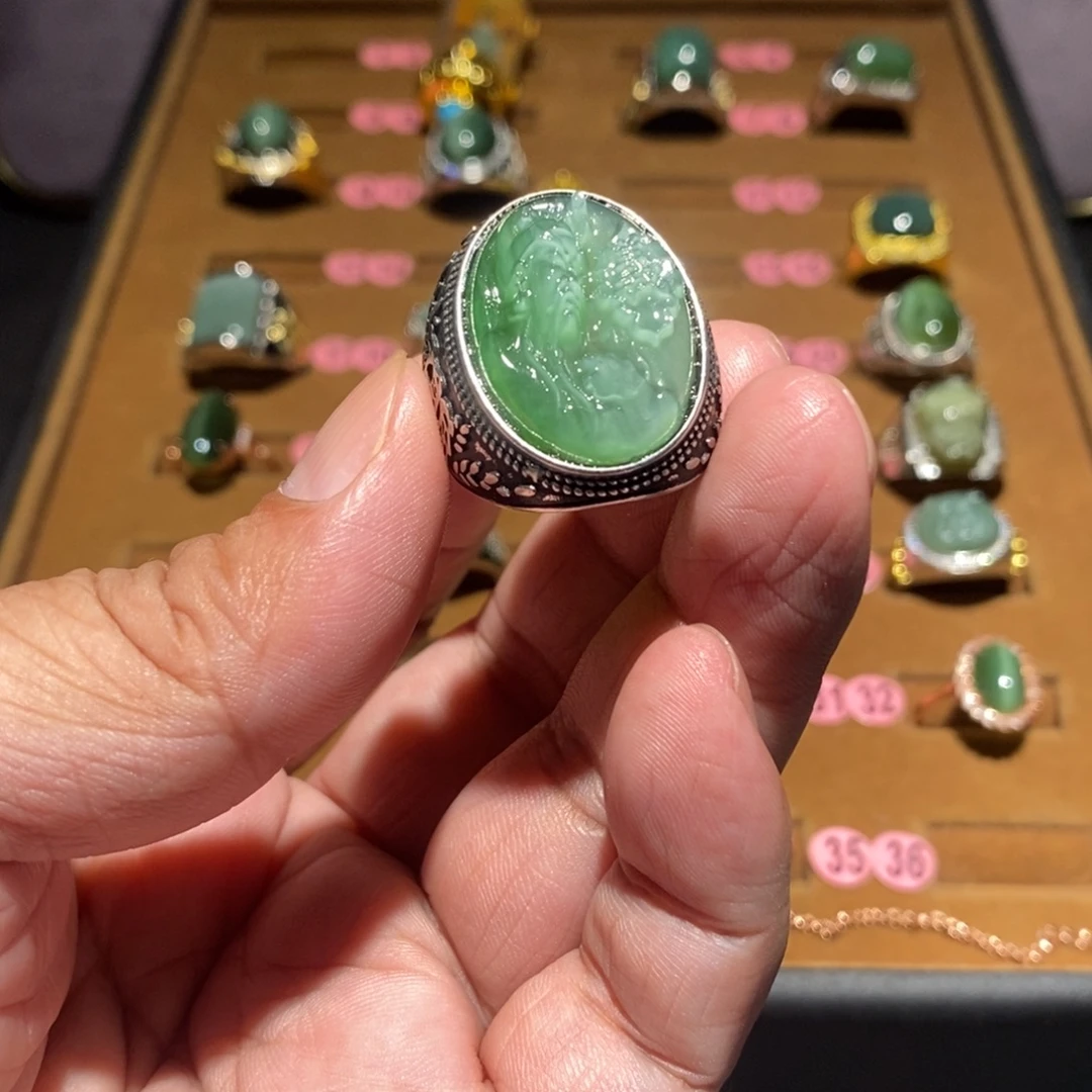 和田玉（碧玉）未镶嵌戒指