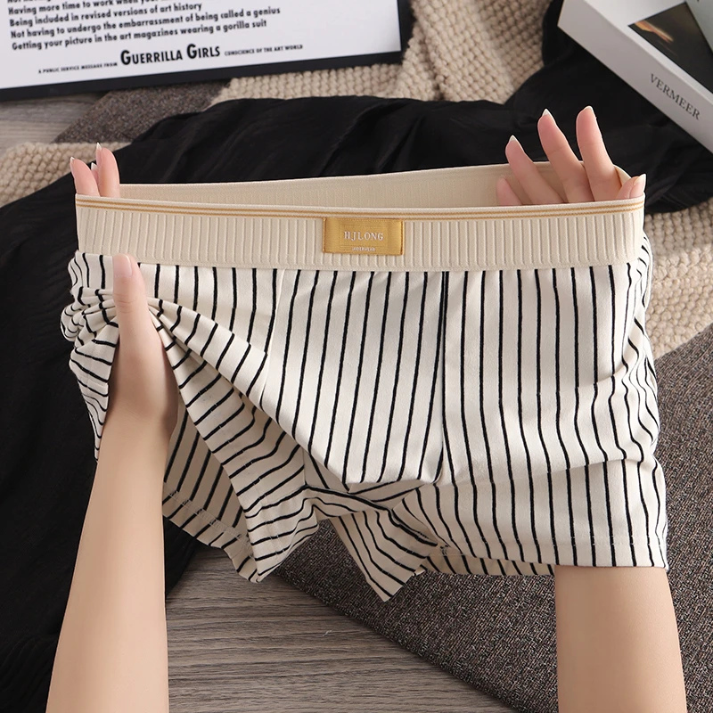 男士内裤运动时尚条纹棉质平角裤透气宽松短裤潮流男生四角裤底裤