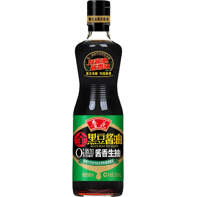 鲁花黑豆酱香特级生抽500ml经典酿造优惠非转基因凉拌黑豆酱油