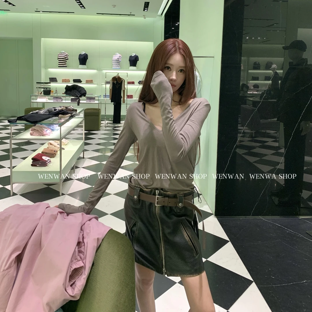 【审美偏爱!】气质简约V领舒适长袖T恤