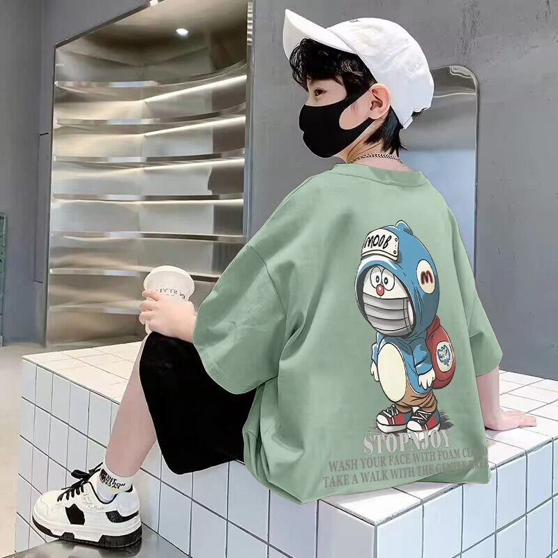 贝尔熊男童短袖纯棉t恤夏季新款宽松帅气卡通中大童半袖儿童潮