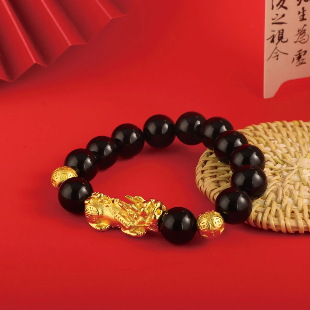 【专属活动】CYSC015时尚百搭貔貅黑曜石合金镶嵌手链