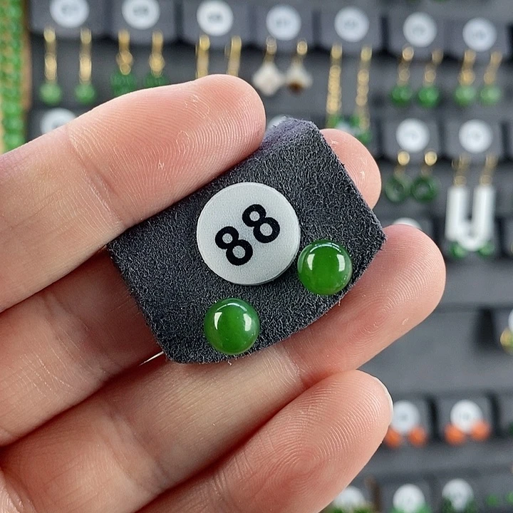 和田玉耳饰18K金镶嵌