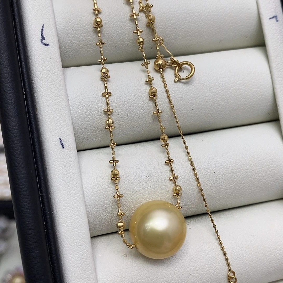 海水珍珠颈饰18K金镶嵌12-13mm18k仙女链
