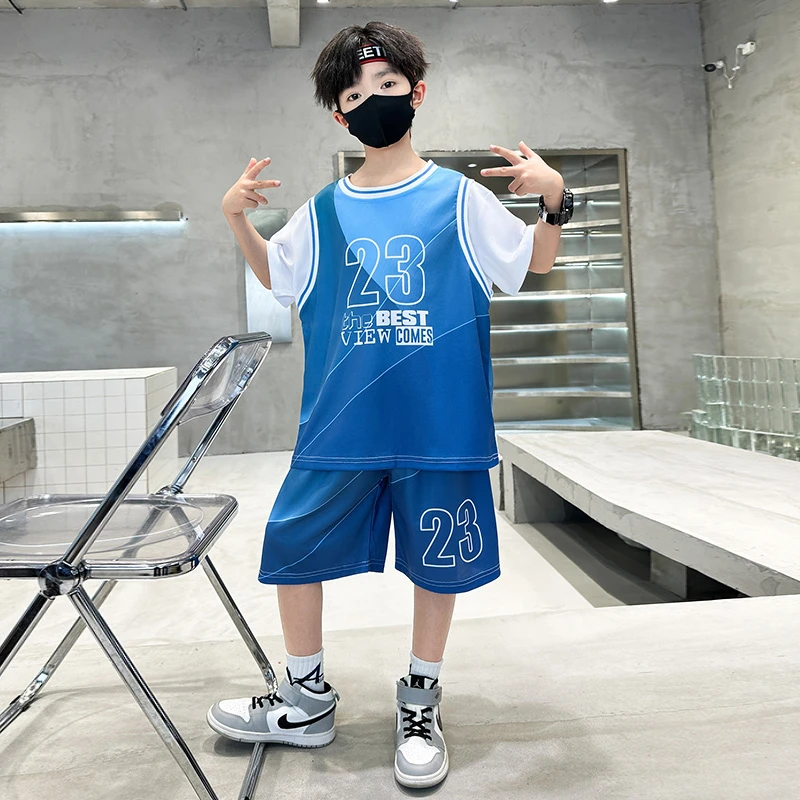 儿童篮球服夏季套装男童运动装中大童短袖两件套男孩训练服速干衣