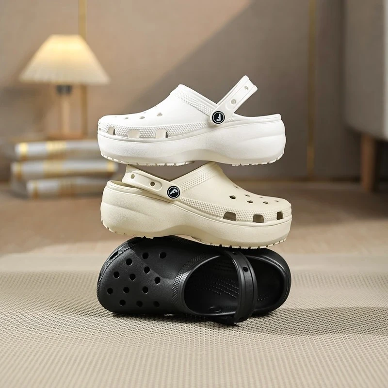 云朵洞洞鞋女夏季新款防滑防臭增高外穿包头透气软底沙滩厚底凉拖