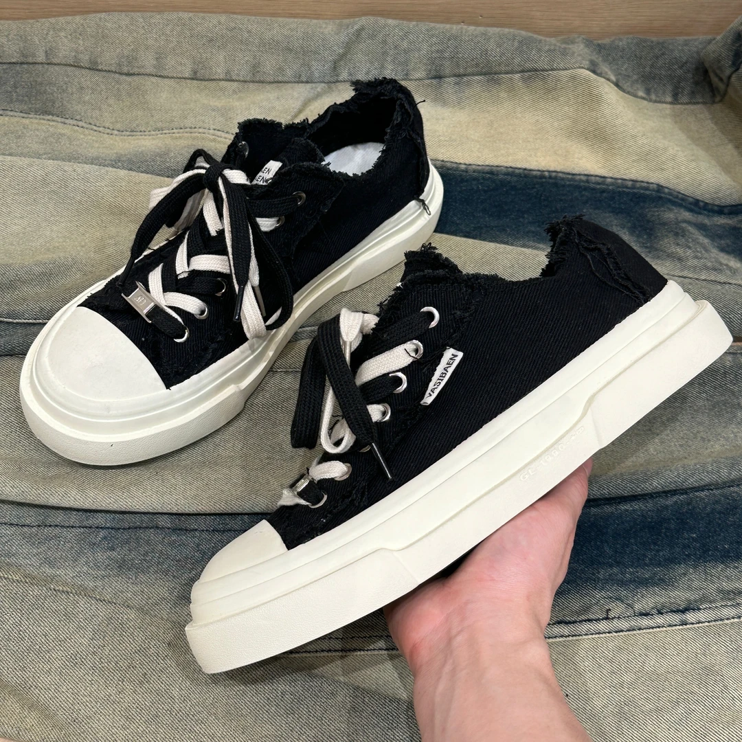 2025爆款夏季透气帆布鞋男士休闲百搭板鞋厚底潮流苏小众休闲板鞋