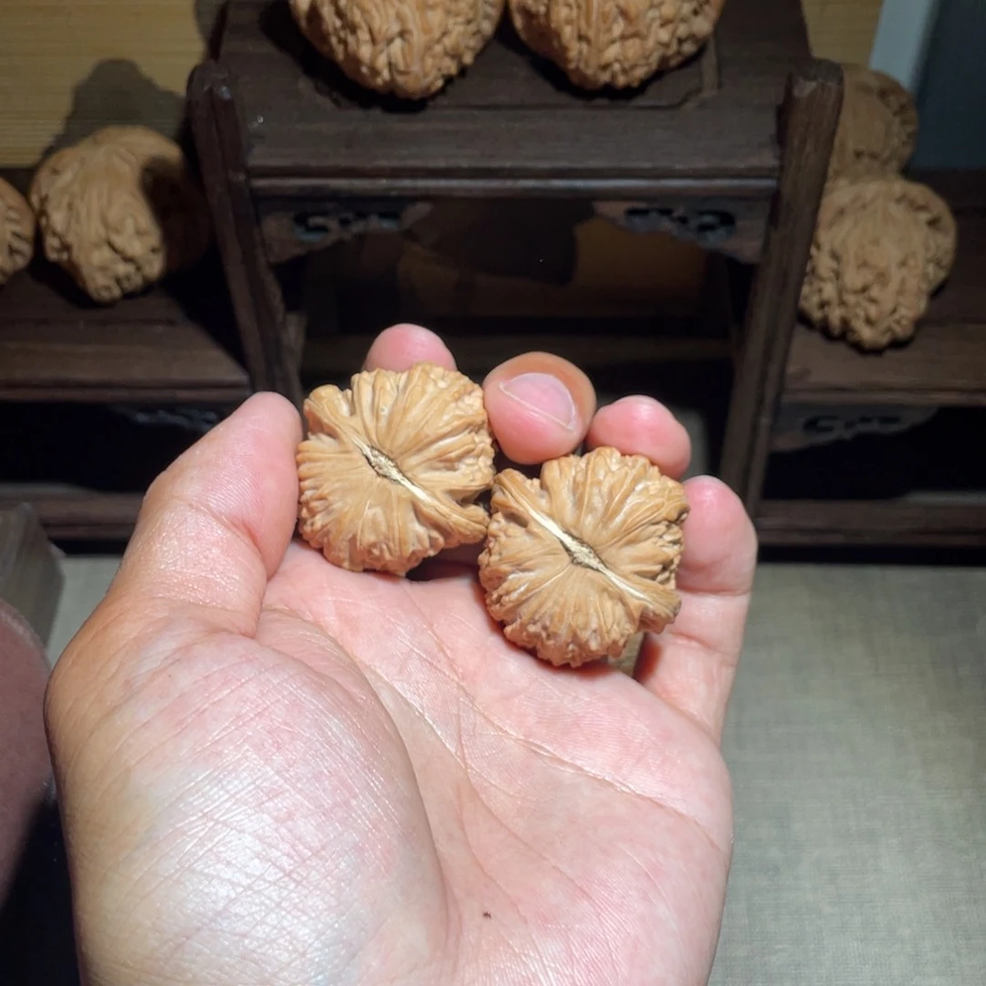 桃核把件蓝*文玩核桃 白狮子
