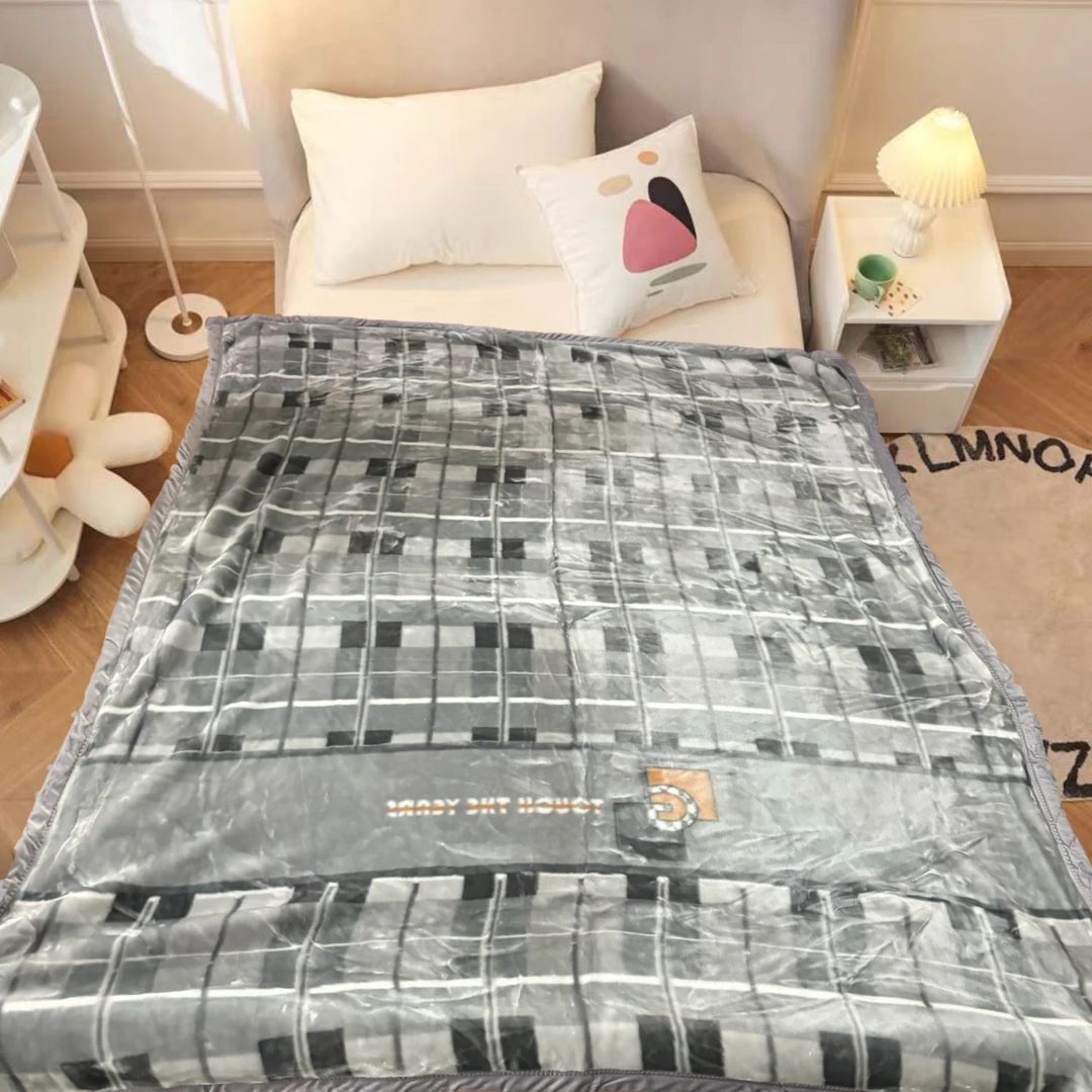 150*200cm 灰色字母G 双层 盖毯午睡毯多功能卧室加厚绒毛毯