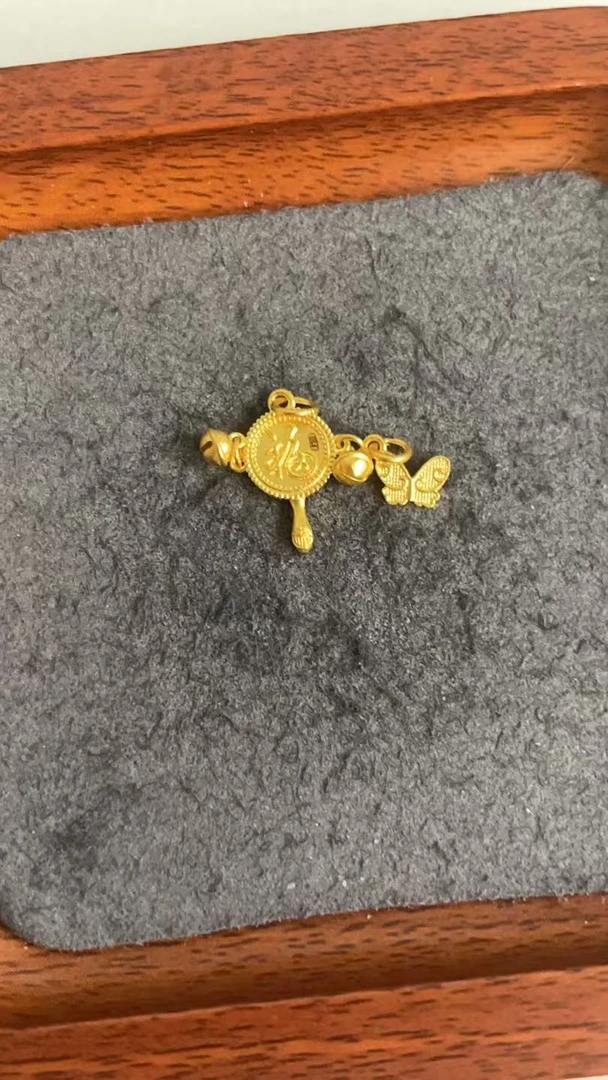 足金999 古法工艺拨浪鼓蝴蝶