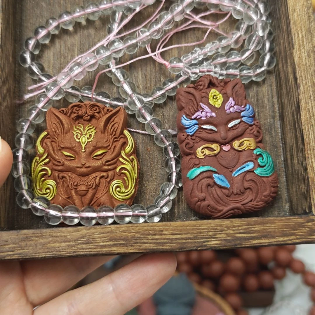 泥塑大狐狸玫瑰加小狐狸龙涎玫瑰