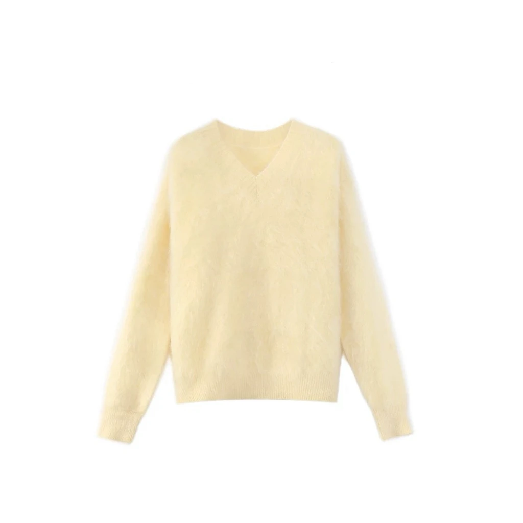 陈妍君【彩色羊毛拉绒V领宽松套头高克重毛衣】CYJ-JJ472-5824