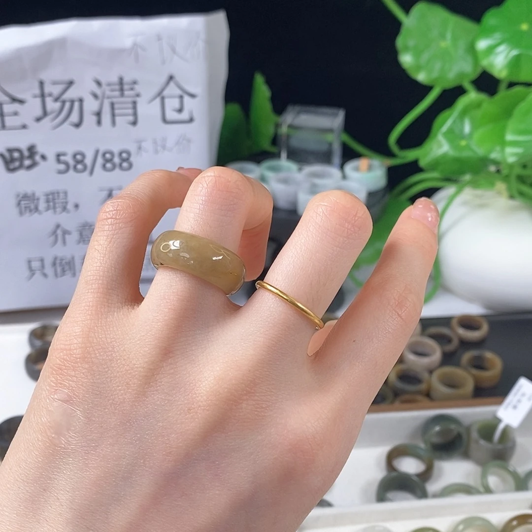 和田玉戒指未镶嵌z43蜂蜜糖水墩墩16.7不退换