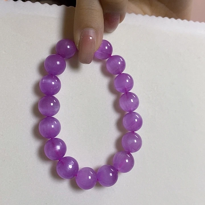 未镶嵌紫锂辉高冰收藏级顶配手串11+锂辉石