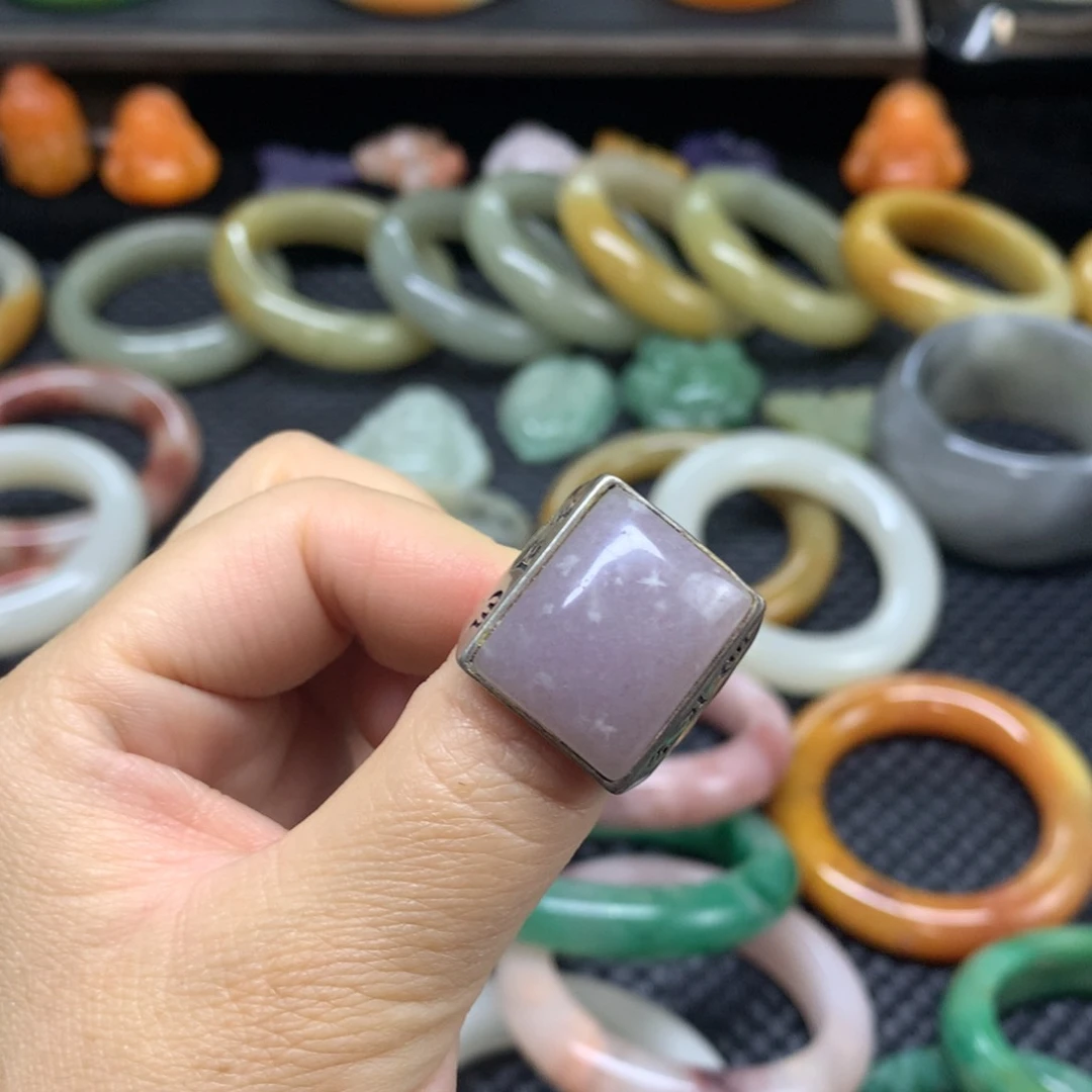 简***单石英质玉银S925镶嵌戒指