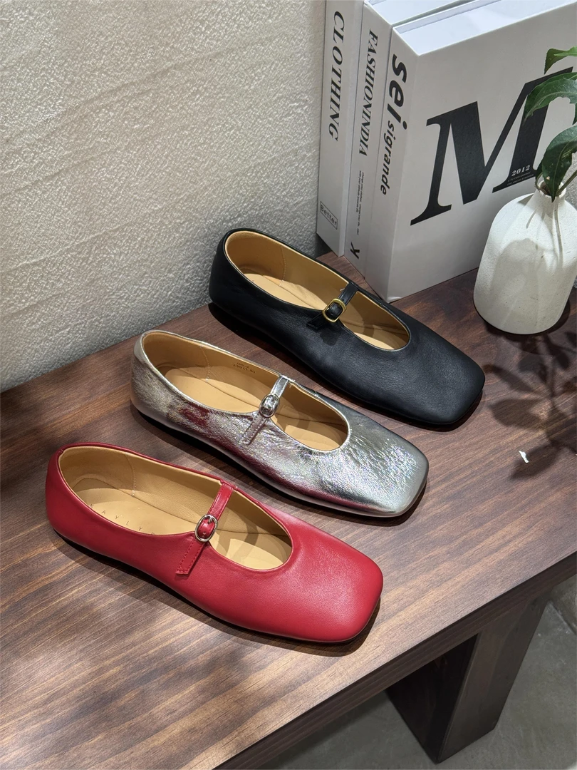 NiceTime|新款法式头层羊皮软底软面方头奶奶鞋玛丽珍鞋女鞋G5-2