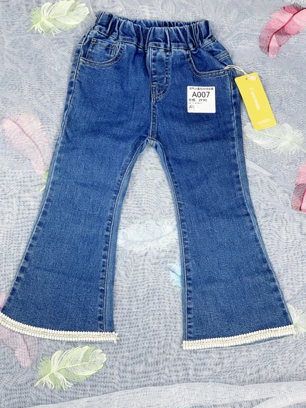 钉珠喇叭裤女童小童舒服牛仔裤
