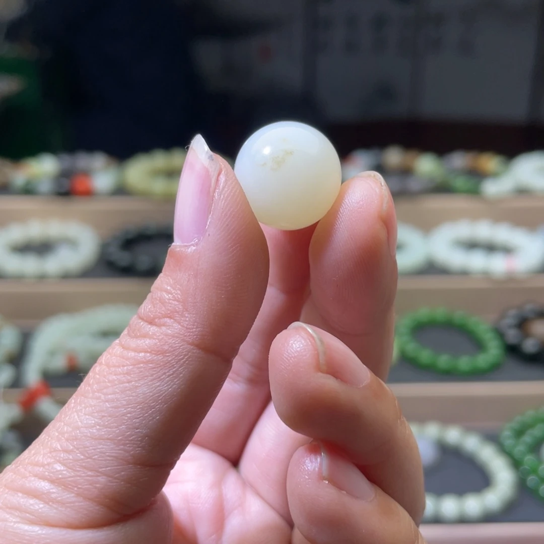 和田玉手链未镶嵌易***沧单珠15.3