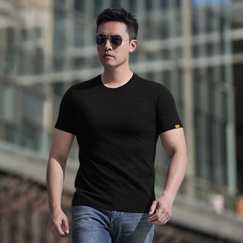 【龙牙】秘之风羽PRO美丽诺羊毛圆领短袖T恤男简约百搭亲肤舒适内搭