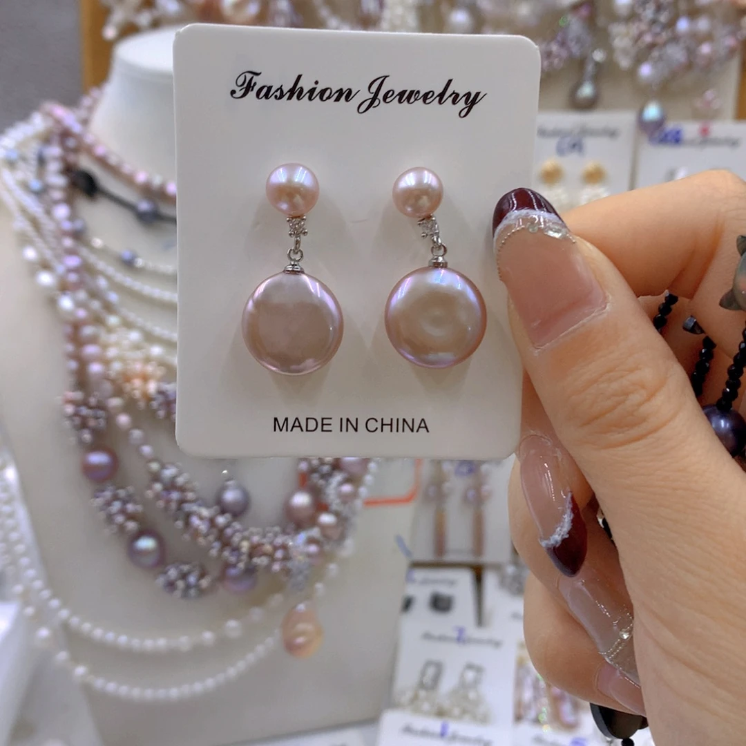 淡水珍珠耳饰银S925镶嵌
