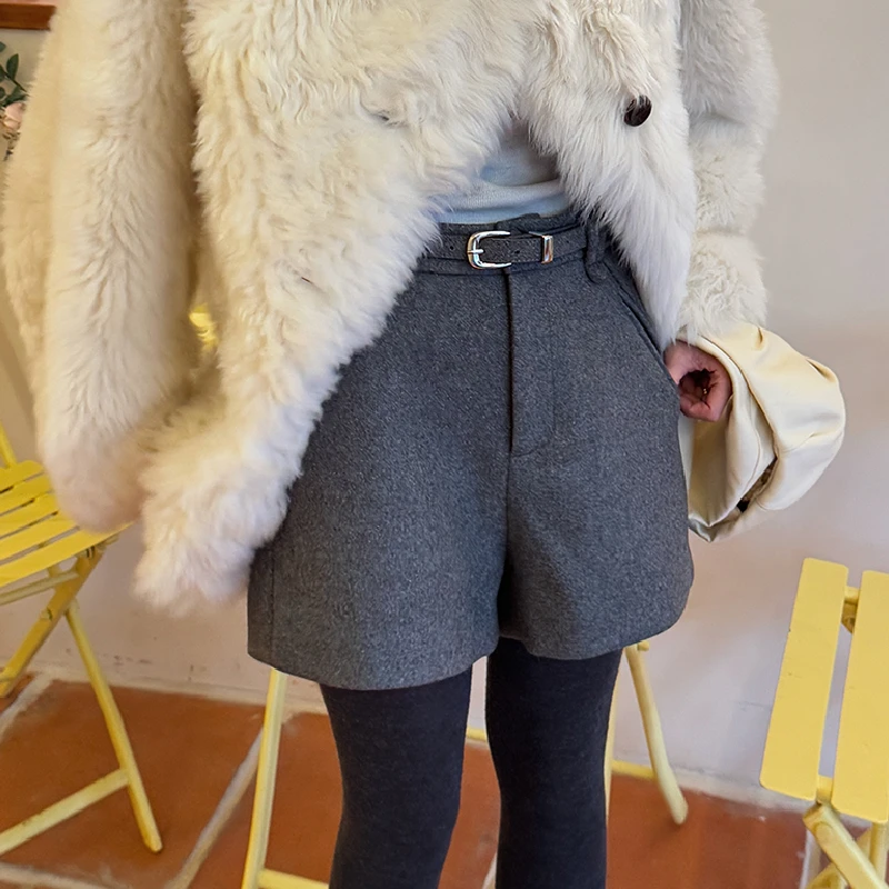 VIINS小众定制设计感秋冬气质休闲毛呢短裤1029