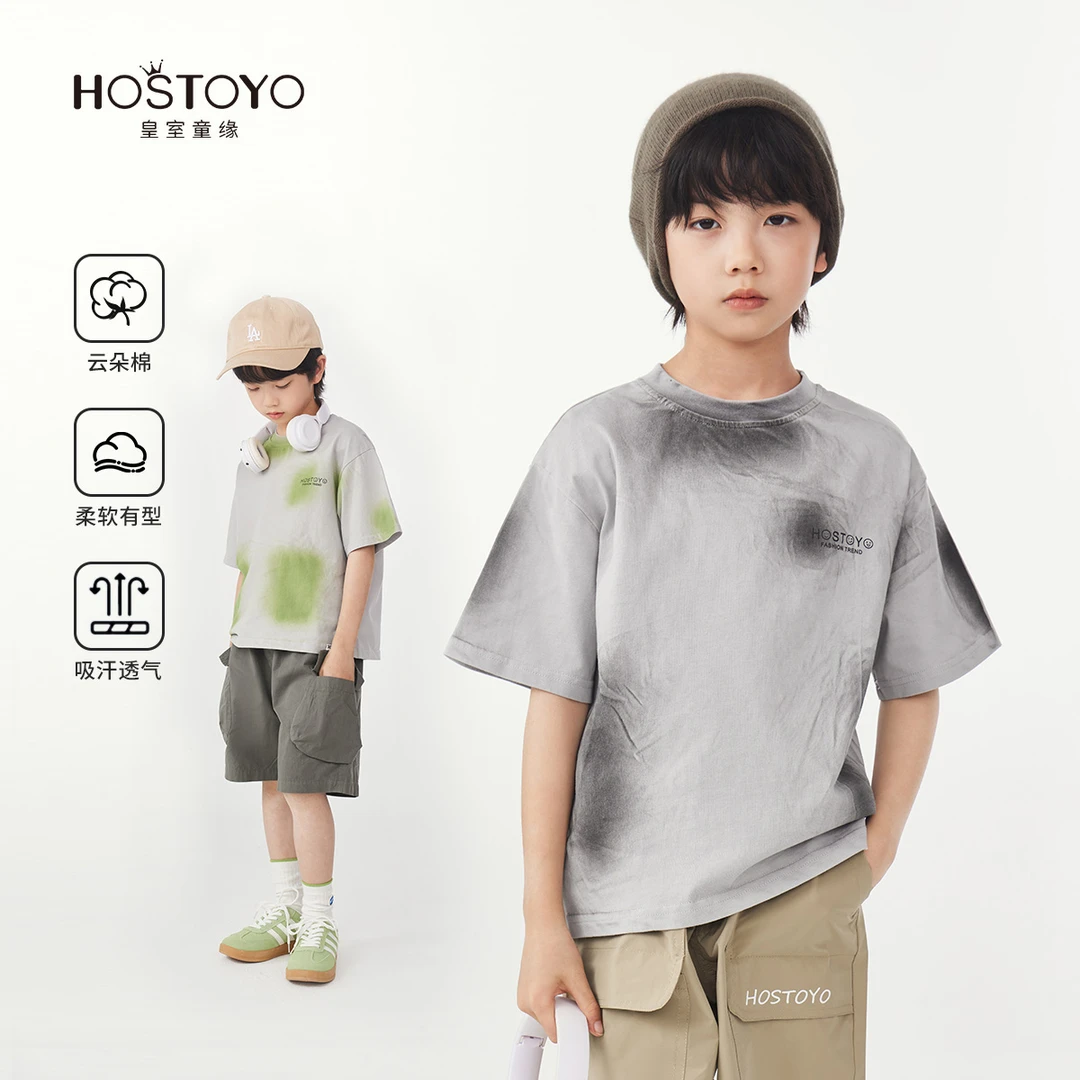 【皇室童缘】2025夏季新款全棉印花男童百搭亲肤短袖17230235021