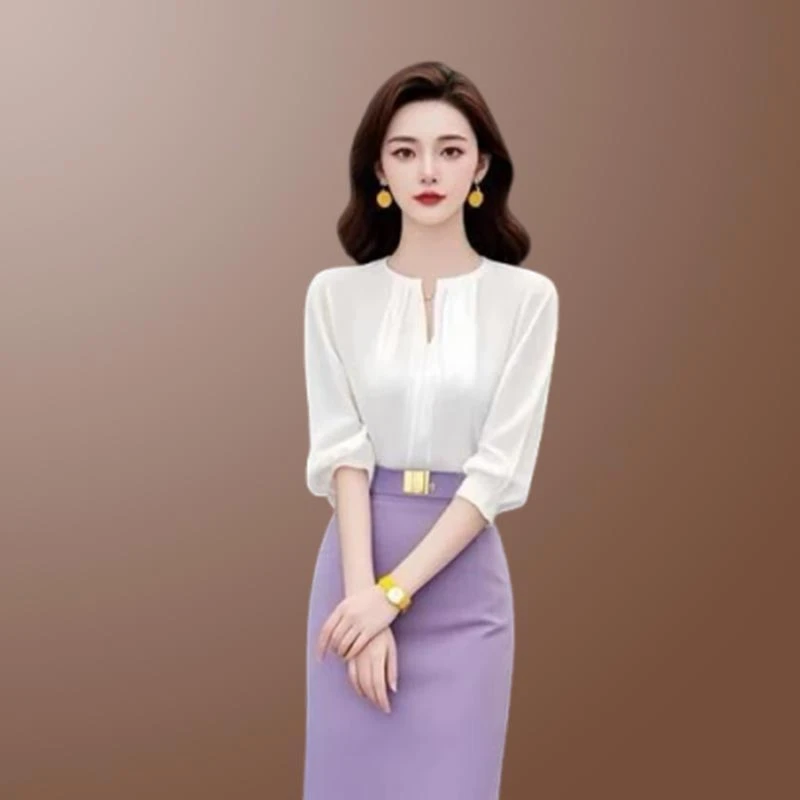 简约通勤女装上衣衬衫韩系小个子气质2025年春秋季新款温柔甜美风