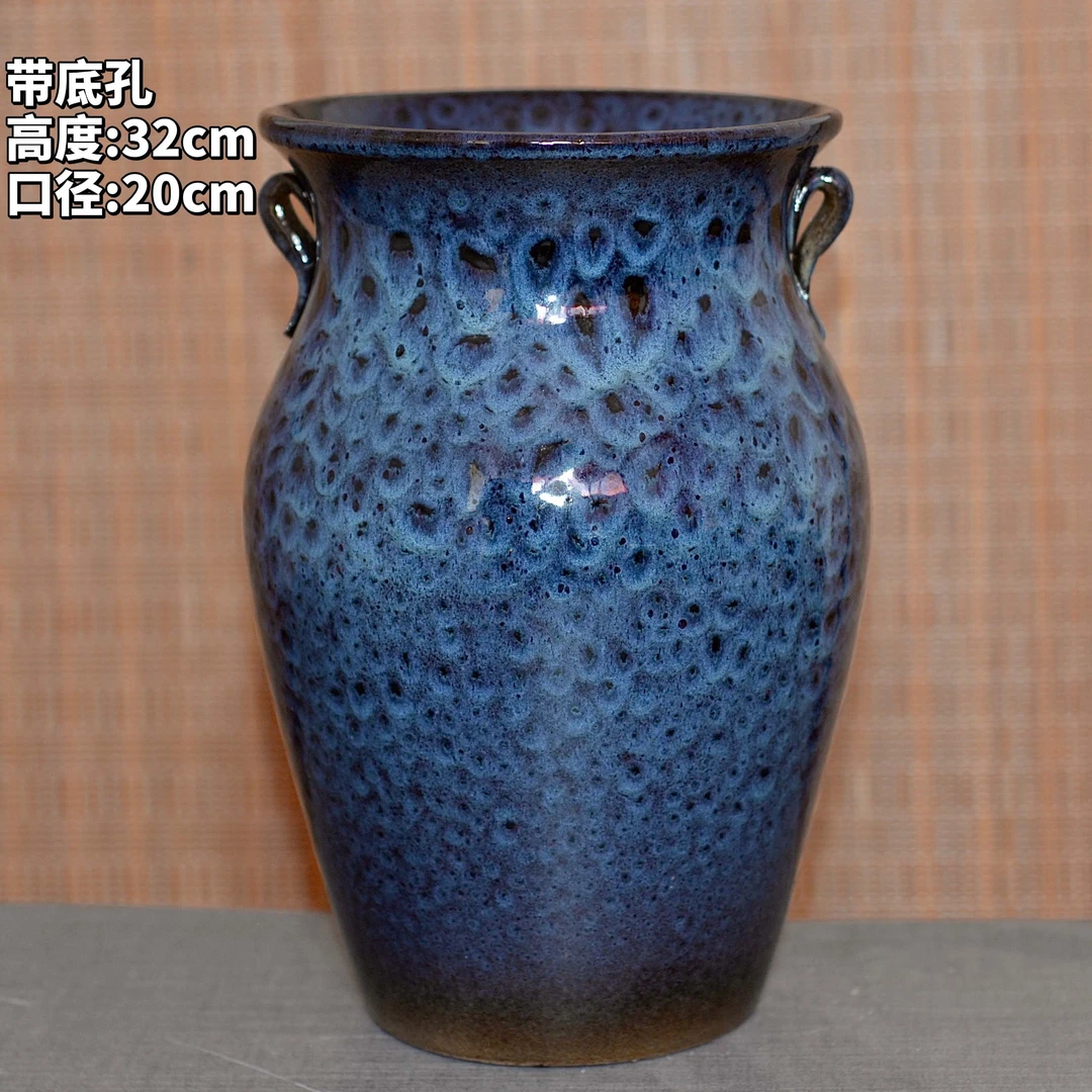 复古手工粗陶高筒盆大口透气紫砂陶罐三角梅老桩花盆家用绿植月季