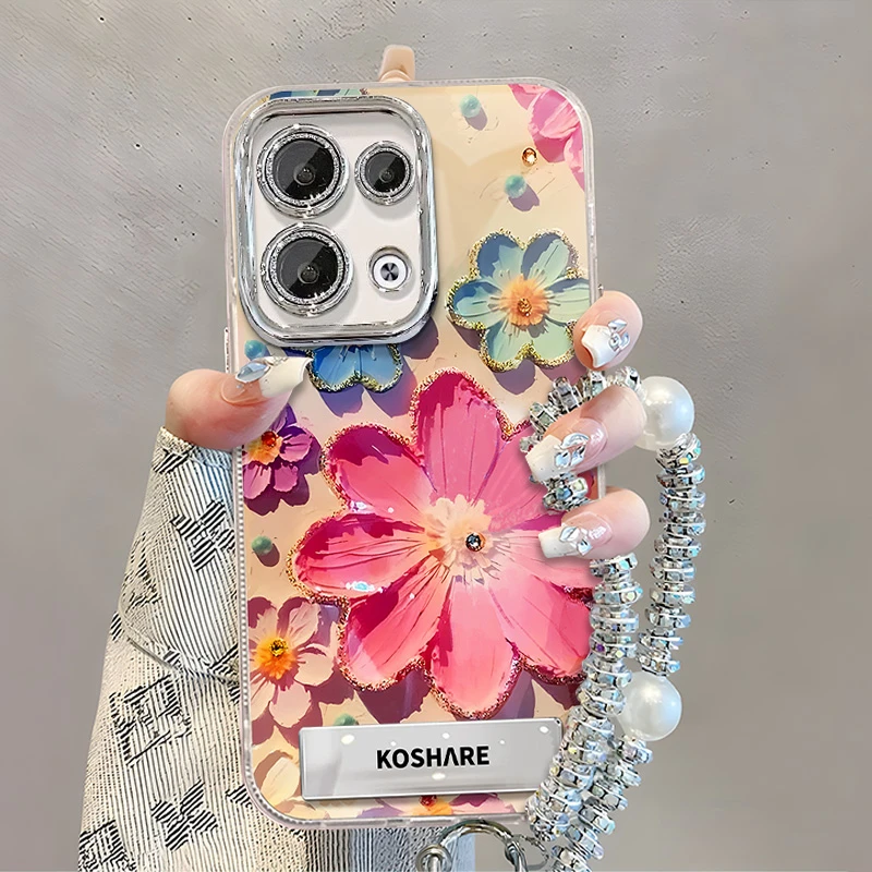 适用于【OPPO】Reno9/Pro新款油画花朵网红时尚创意女款手机壳