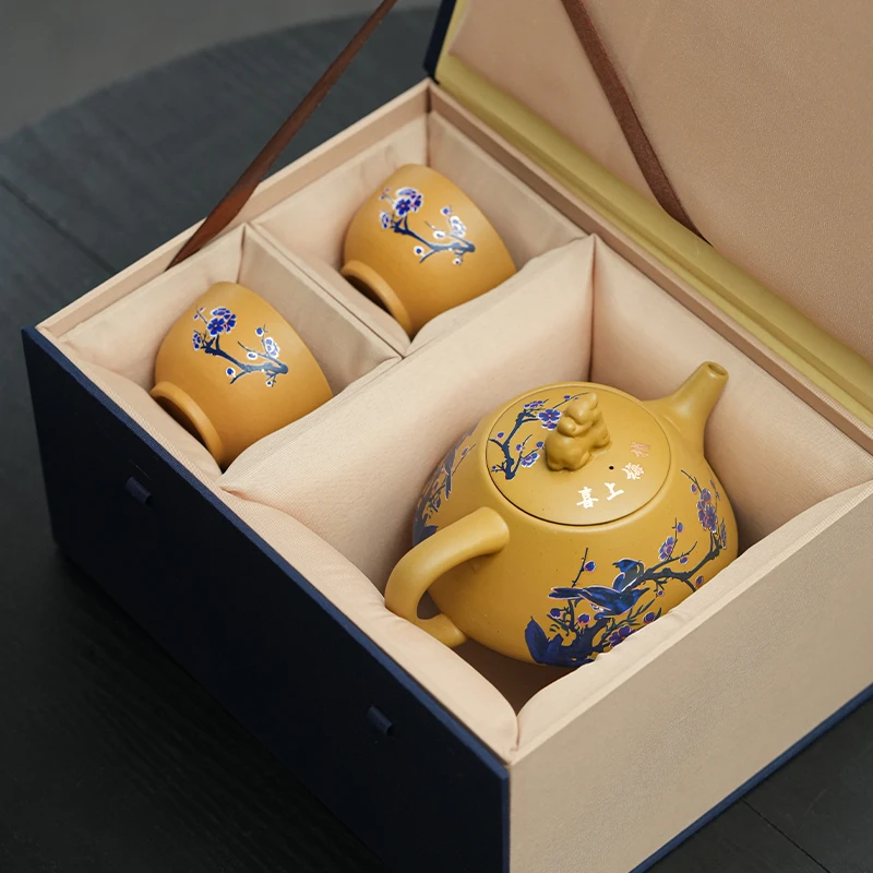 紫砂茶壶凤鸣茶壶遇热变色黄段泥泡茶专用紫砂壶