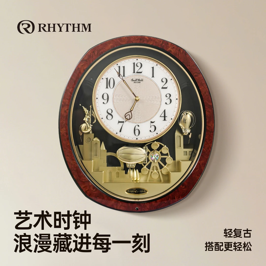丽声音乐挂钟欧式复古水晶挂钟客厅现代时尚光控报时轻奢客厅挂钟