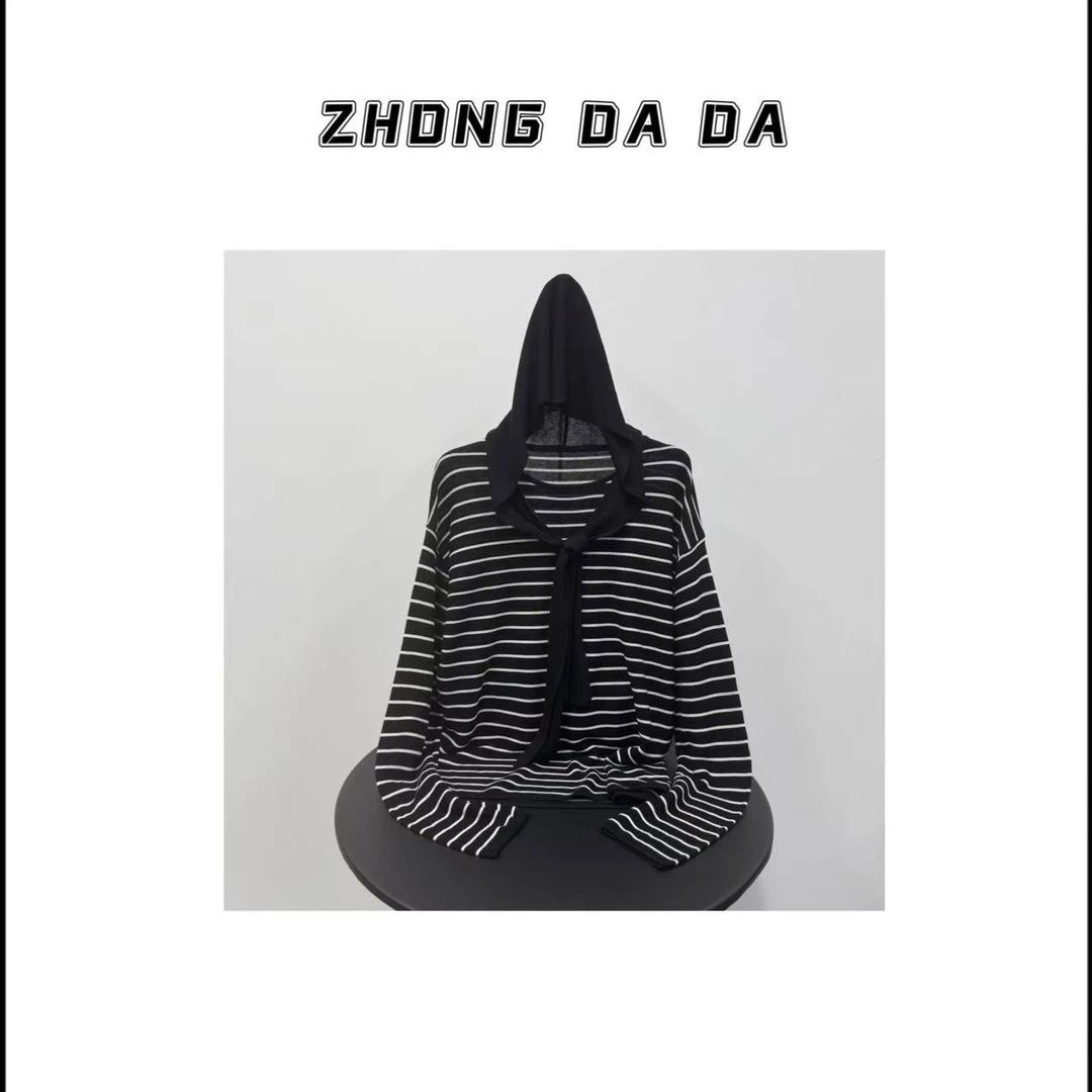 ZHONG大大【】2025秋季新款条纹针织衫设计感洋气显瘦上衣11973