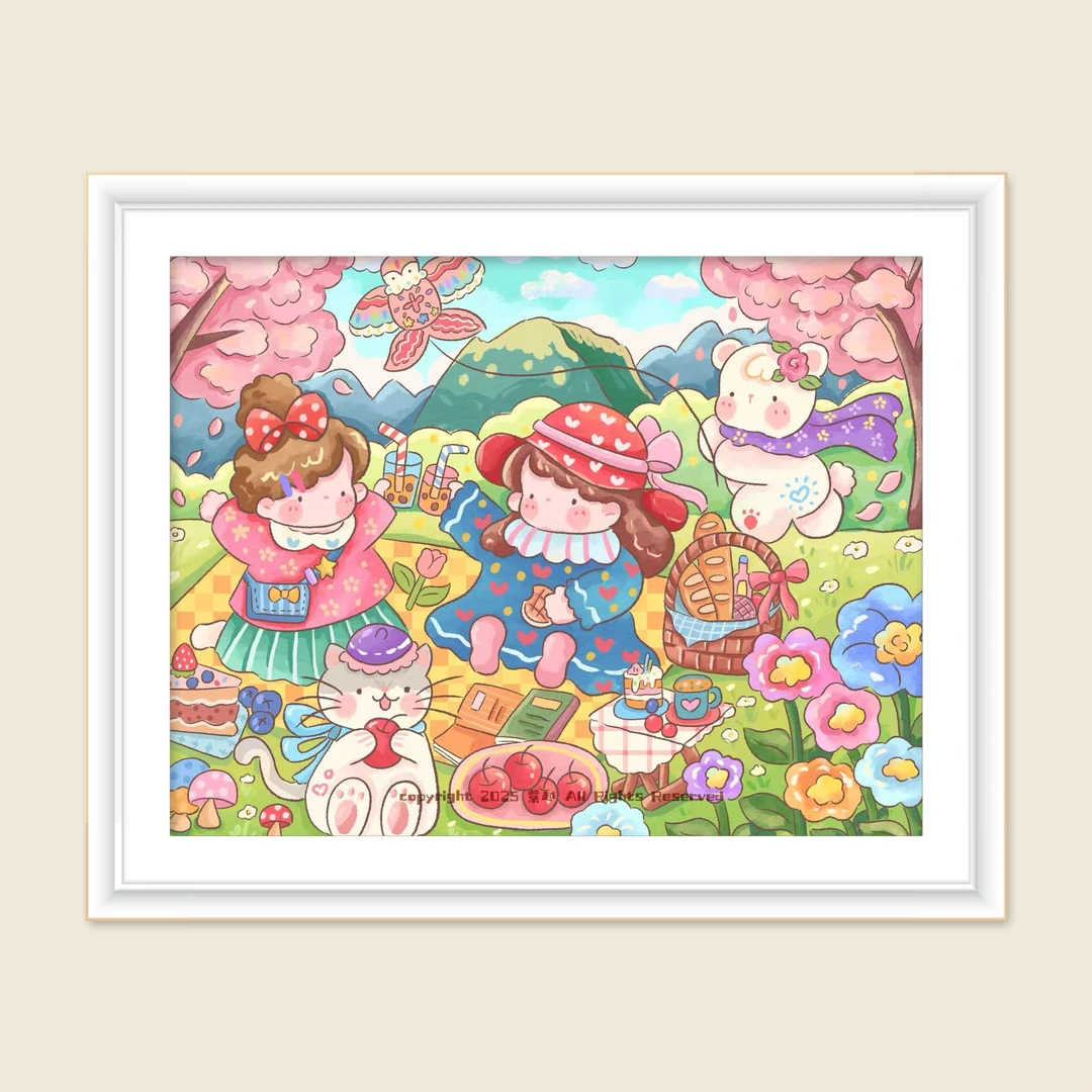 柠檬家定制：春日游记70*85大格精准印花（裸包）