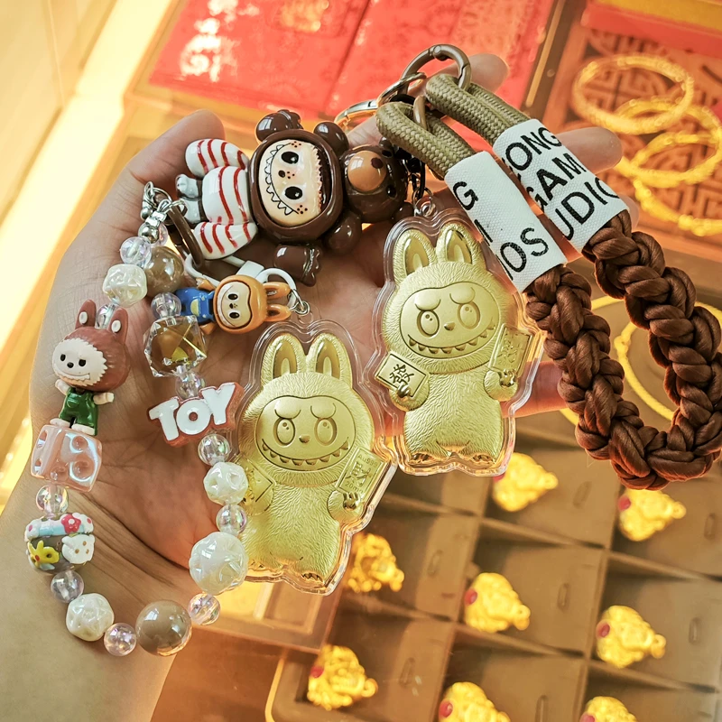 含金工艺品【中国金店】发财布布手机挂饰钥匙包包扣520送女友礼物