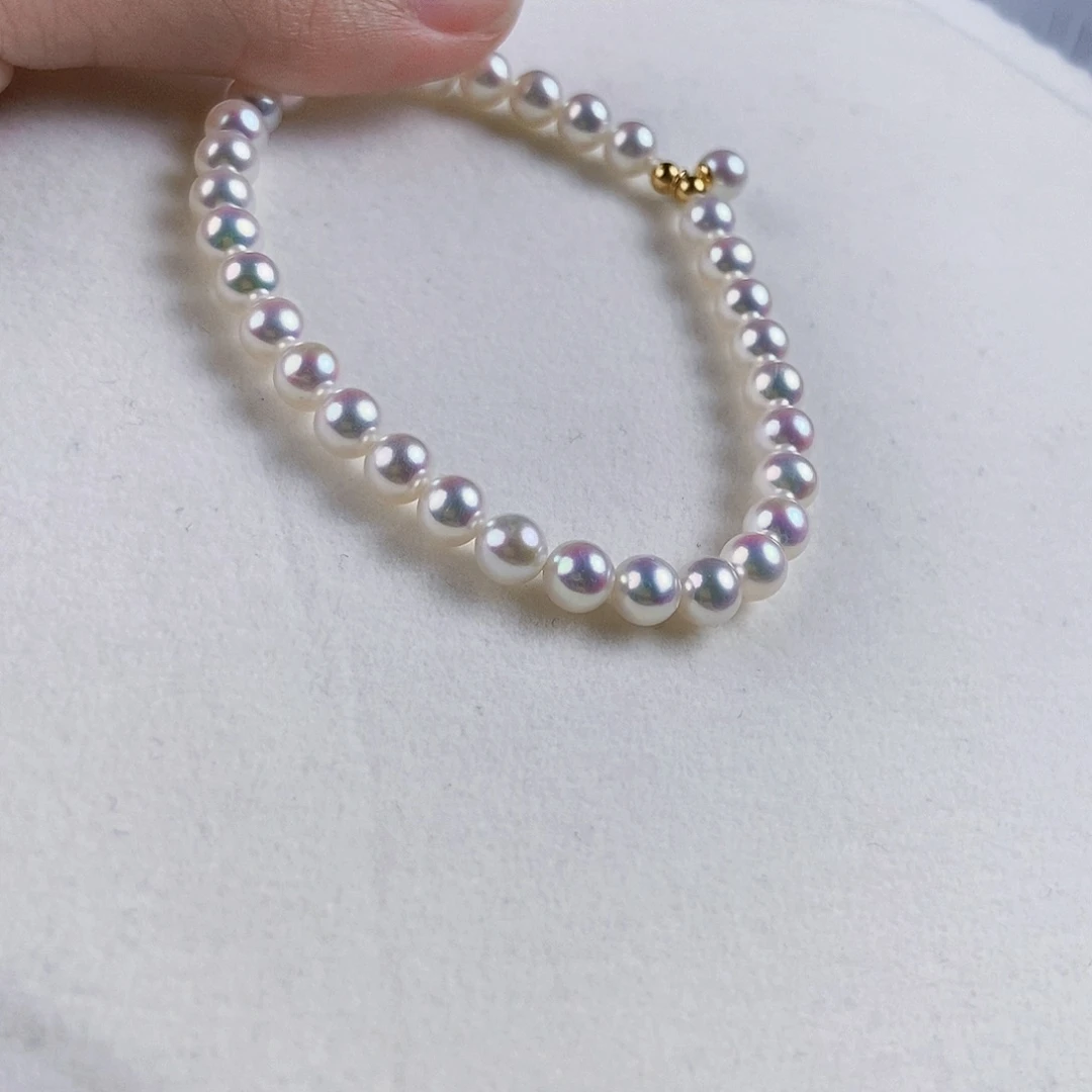 淡水珍珠手绳18K金镶嵌