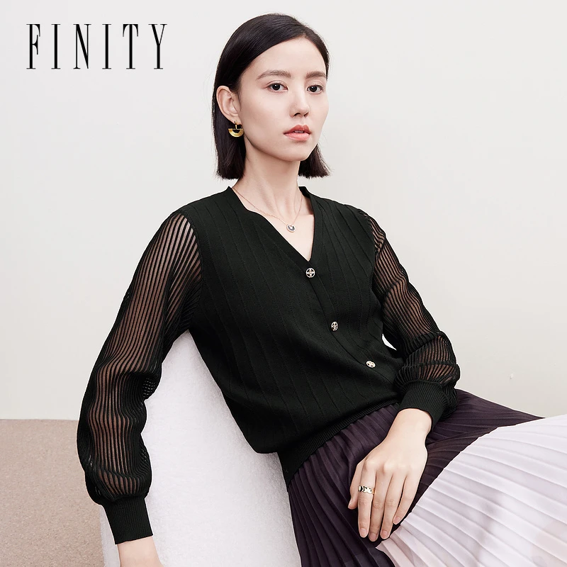 【雅姐甄选】 FINITY 新款设计感时尚纯色针织开衫百搭 F21W6C09S5