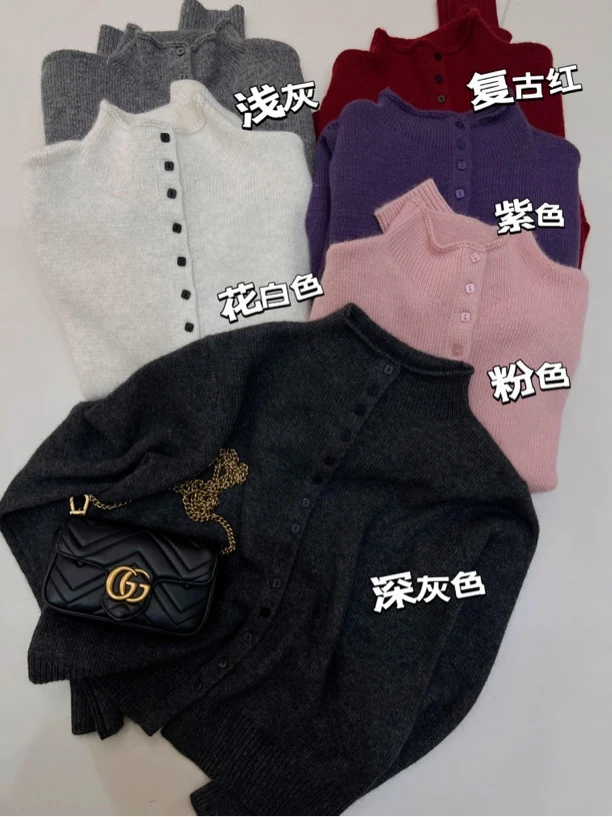 【JING·】山～羊绒米熊方扣毛衣