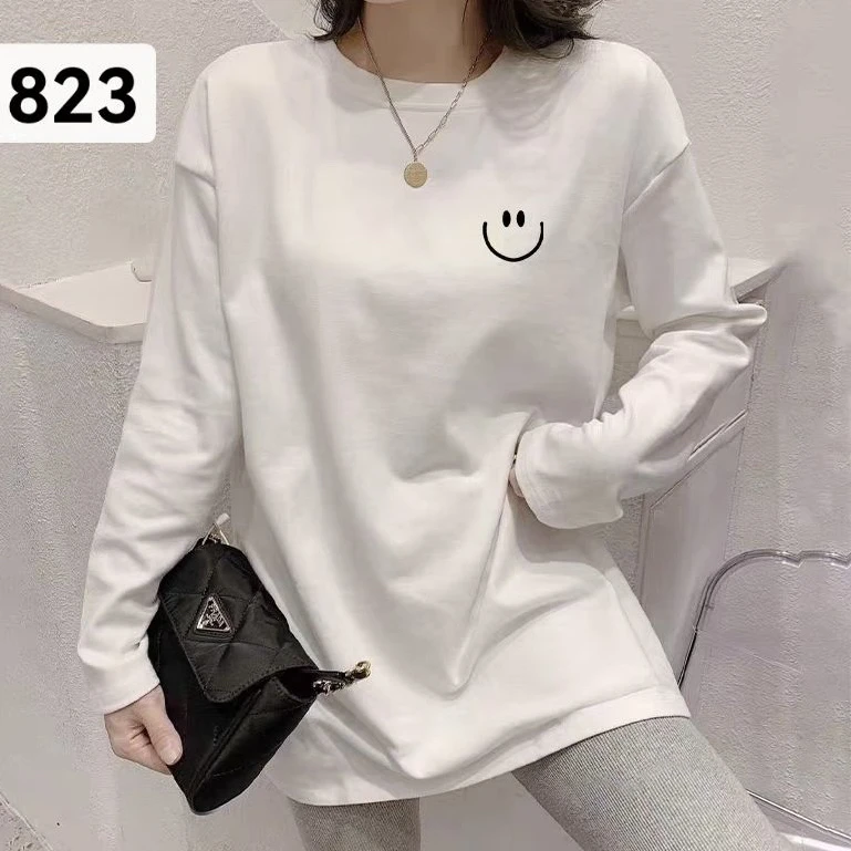 3590小图案刺绣简约休闲圆领磨毛大T恤