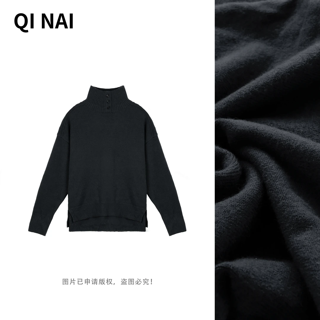 七奈推荐【鸿运】半高领毛衣遮肚子慵懒风毛衣QN12254