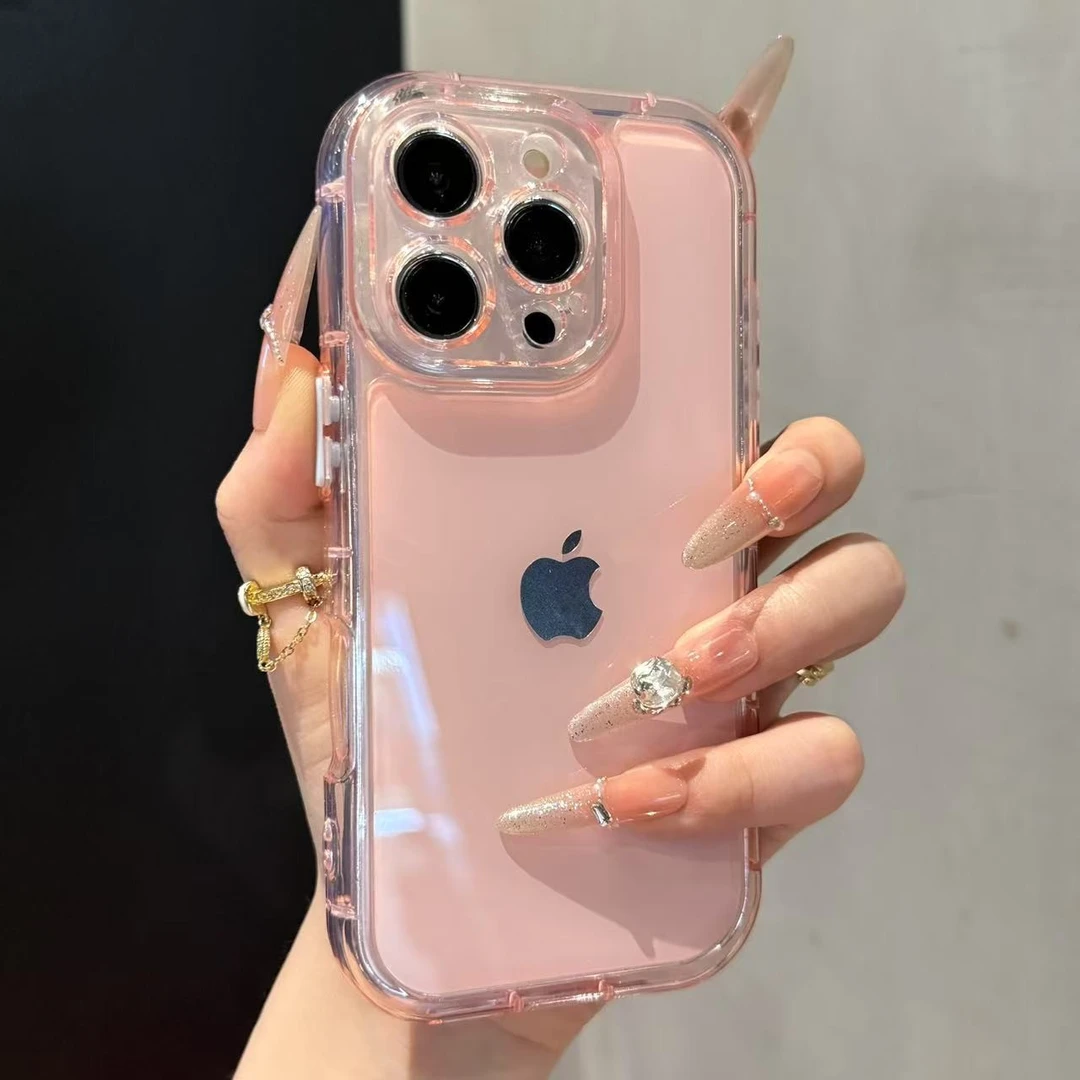 高颜值简约果冻气囊防摔适用苹果16手机壳iPhone15promax小众14女