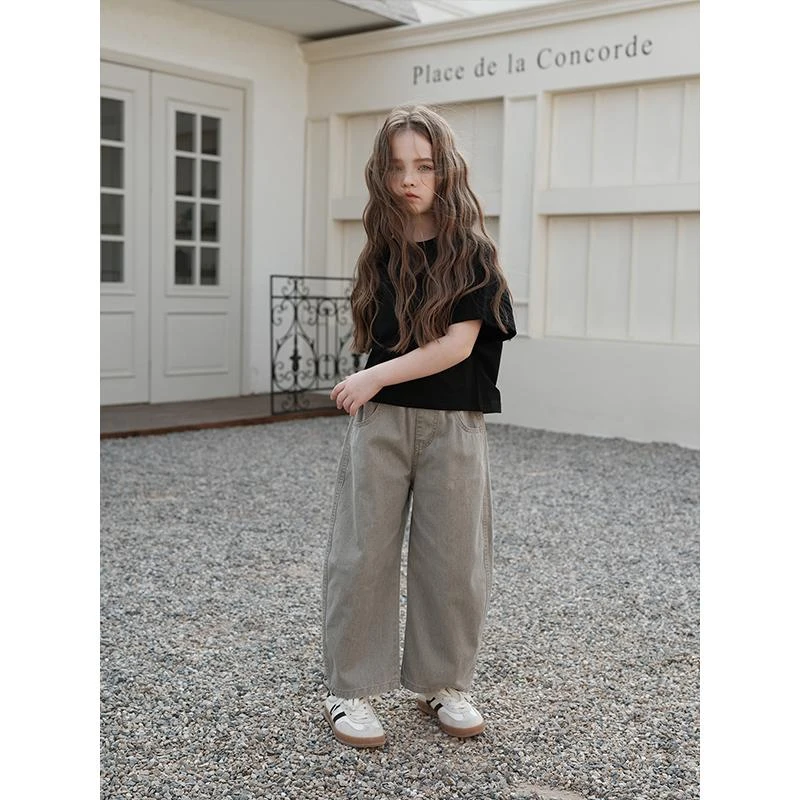 史豌豆女童灰色水洗萝卜裤 K1866