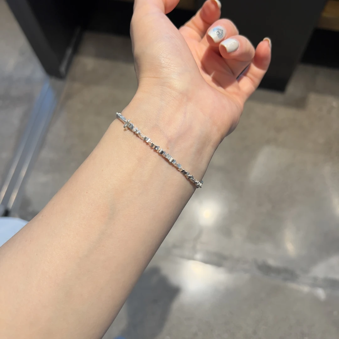 925银手链 阿腾莎银饰 碎银手链  小众百搭单圈弹力绳手链