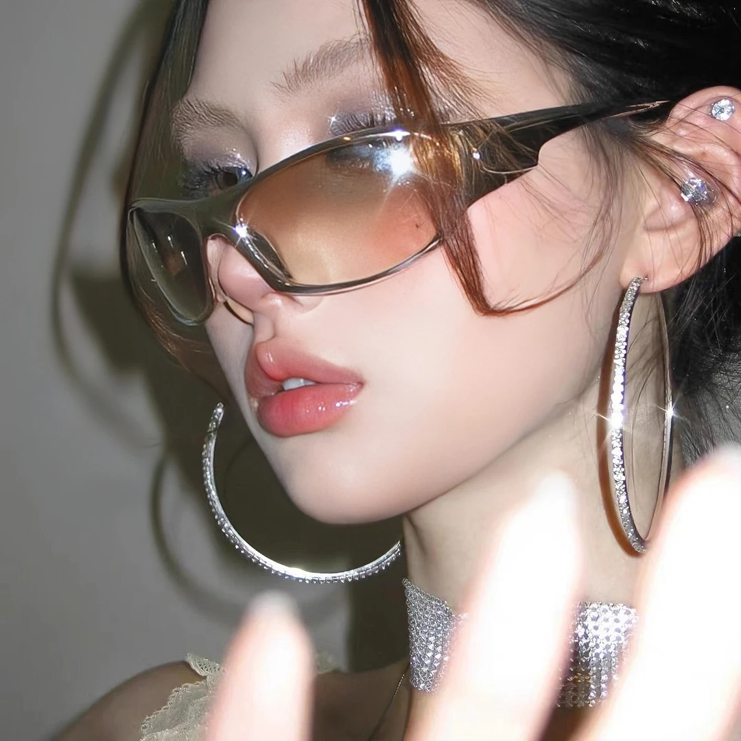 欧美范超大性感复古经典大圈圈满钻洋气百搭细钻显脸小大耳环hoop