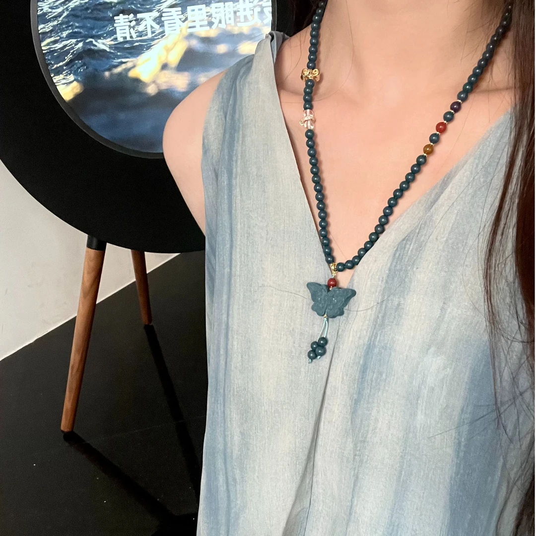 蓝药师设计款蝴蝶6mm项链hx0135zt5405