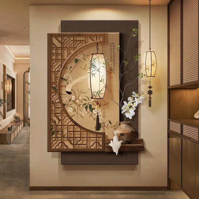 入户门玄关装饰画新中式高级感走廊过道挂画宋氏美学茶室氛围布置