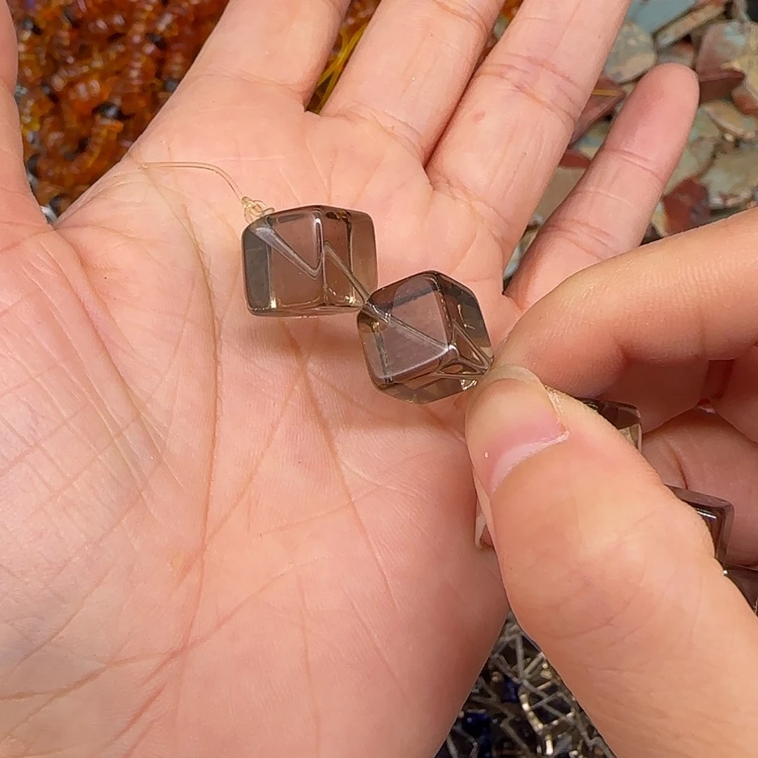 玛瑙/玉髓合金珠宝半成品茶晶15mm2颗