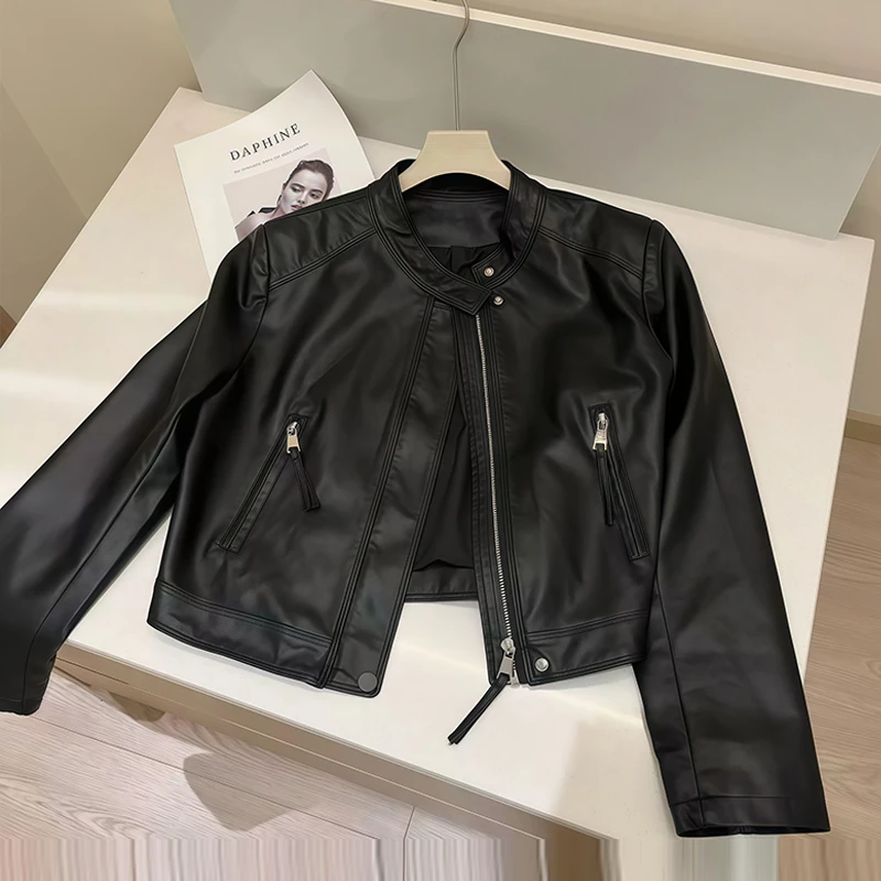 2025年春秋新款高级感时尚百搭皮衣女休闲宽松显瘦复古夹克短外套